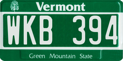 VT license plate WKB394