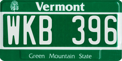 VT license plate WKB396