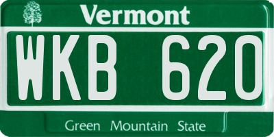 VT license plate WKB620