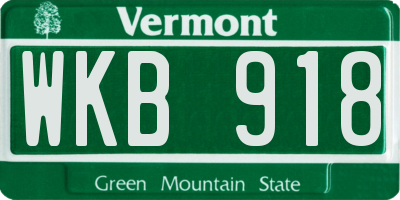 VT license plate WKB918