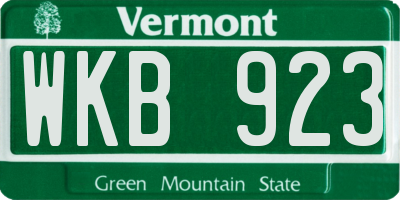 VT license plate WKB923