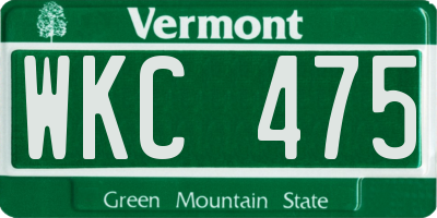 VT license plate WKC475