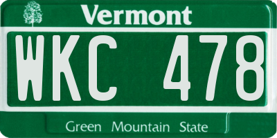 VT license plate WKC478