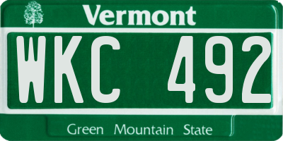 VT license plate WKC492