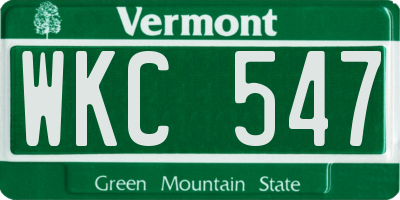VT license plate WKC547