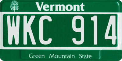 VT license plate WKC914