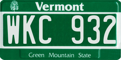 VT license plate WKC932