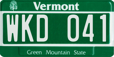 VT license plate WKD041