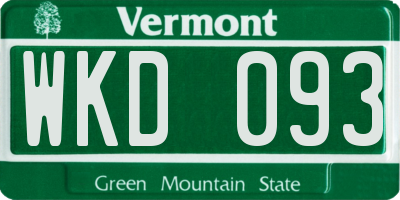 VT license plate WKD093