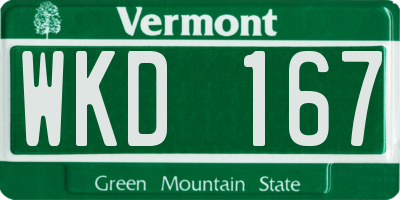 VT license plate WKD167