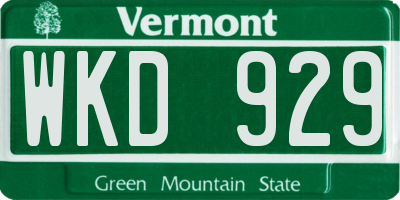 VT license plate WKD929