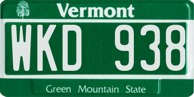 VT license plate WKD938