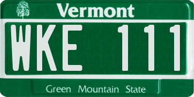 VT license plate WKE111