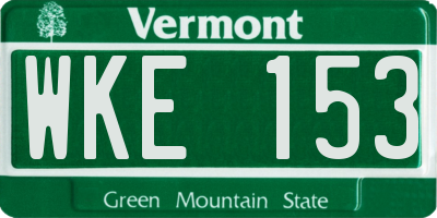 VT license plate WKE153