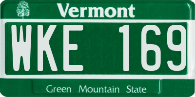 VT license plate WKE169