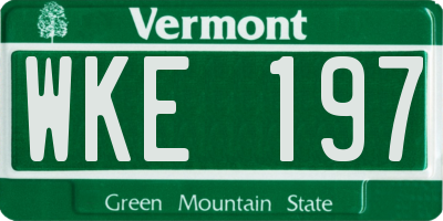 VT license plate WKE197
