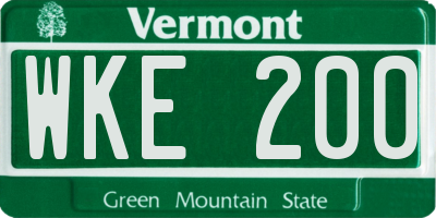 VT license plate WKE200