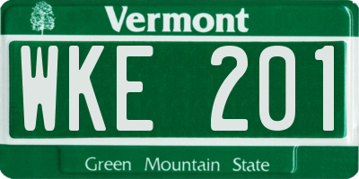 VT license plate WKE201