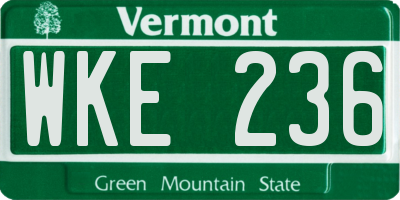 VT license plate WKE236