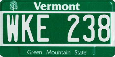 VT license plate WKE238