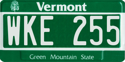 VT license plate WKE255