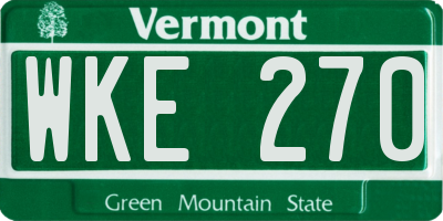 VT license plate WKE270