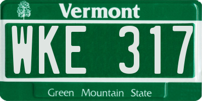 VT license plate WKE317