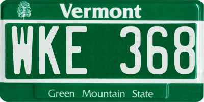 VT license plate WKE368