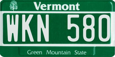 VT license plate WKN580