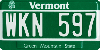 VT license plate WKN597