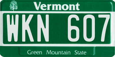 VT license plate WKN607