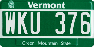 VT license plate WKU376