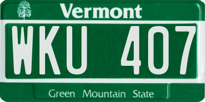 VT license plate WKU407
