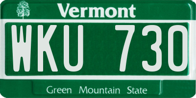VT license plate WKU730