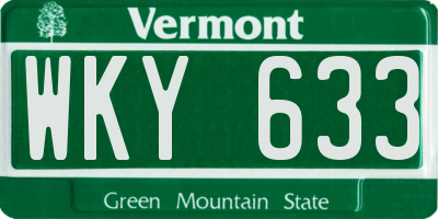 VT license plate WKY633