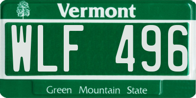 VT license plate WLF496