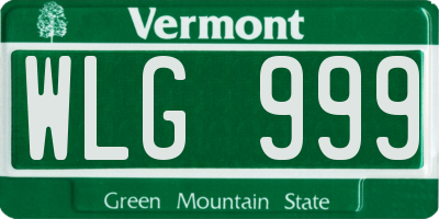 VT license plate WLG999