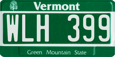 VT license plate WLH399