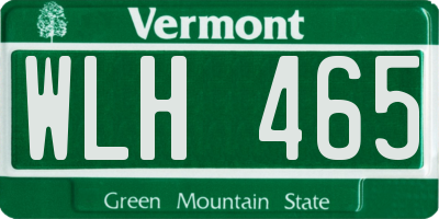 VT license plate WLH465