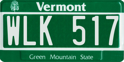 VT license plate WLK517