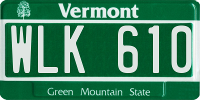 VT license plate WLK610
