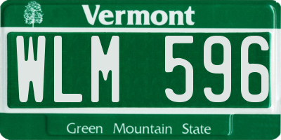 VT license plate WLM596