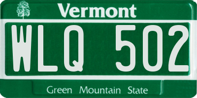 VT license plate WLQ502