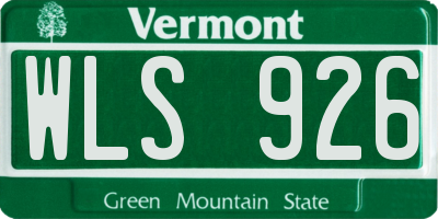 VT license plate WLS926