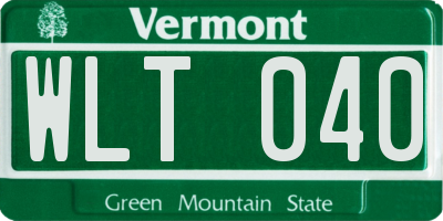 VT license plate WLT040