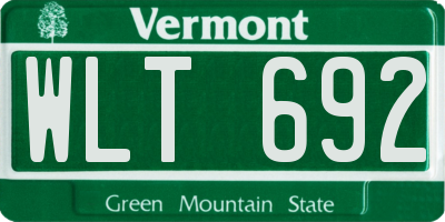 VT license plate WLT692