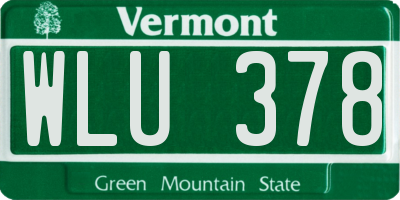 VT license plate WLU378