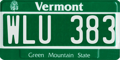 VT license plate WLU383