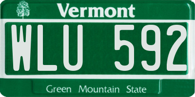 VT license plate WLU592