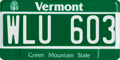 VT license plate WLU603